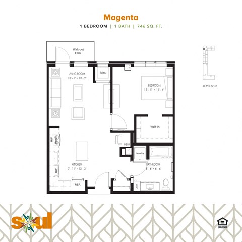 floor plan of the first level of the apartment
